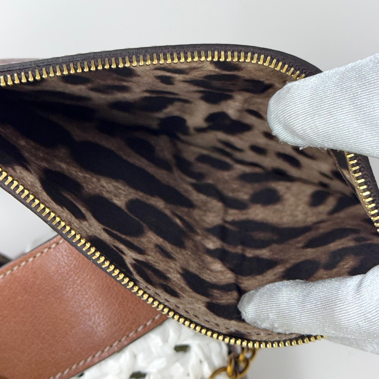 Dolce & Gabbana Borsa Shopper in paglia intrecciata e pelle marrone