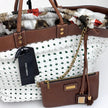 Dolce & Gabbana Borsa Shopper in paglia intrecciata e pelle marrone