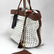 Dolce & Gabbana Borsa Shopper in paglia intrecciata e pelle marrone