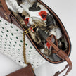 Dolce & Gabbana Borsa Shopper in paglia intrecciata e pelle marrone