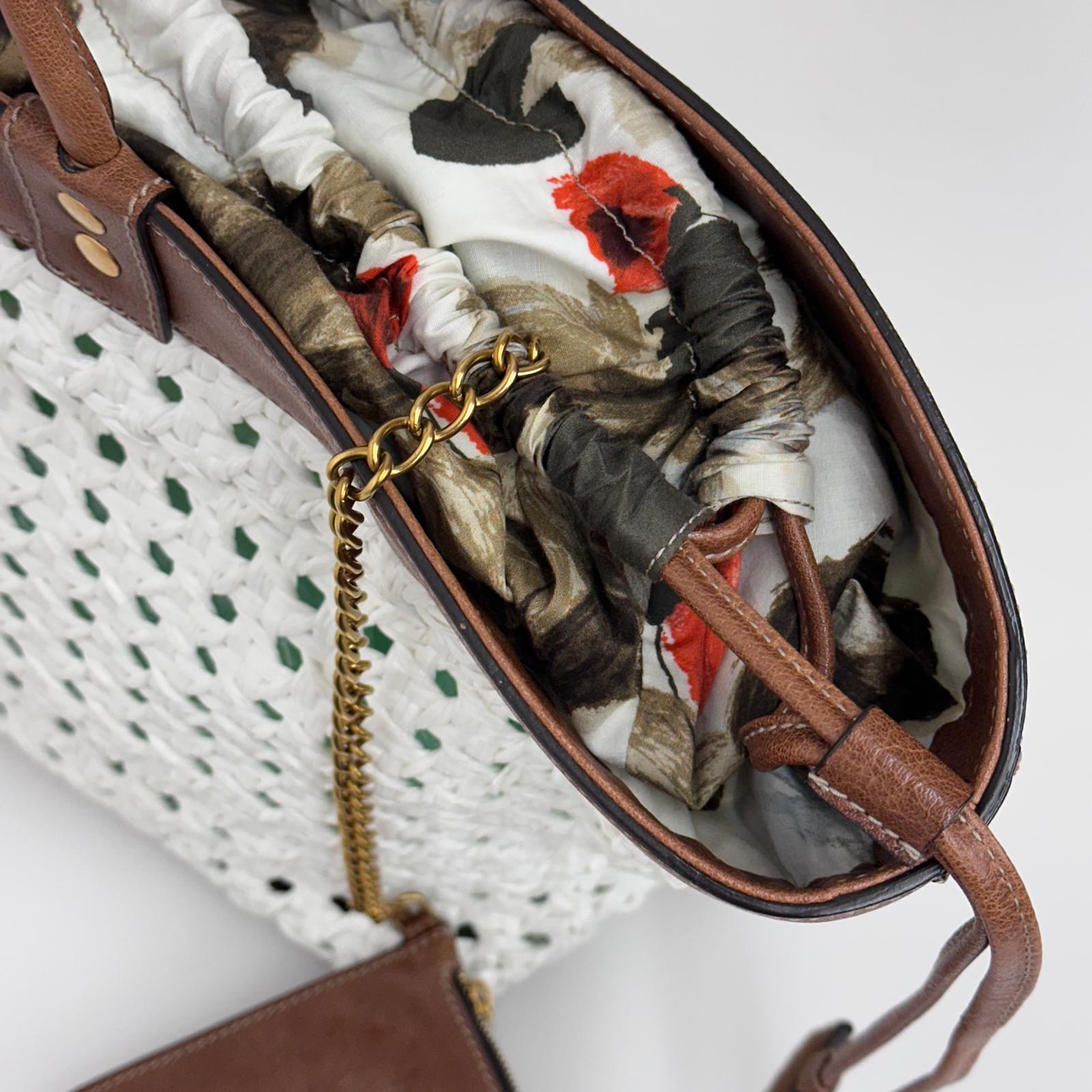 Dolce & Gabbana Borsa Shopper in paglia intrecciata e pelle marrone