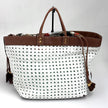 Dolce & Gabbana Borsa Shopper in paglia intrecciata e pelle marrone