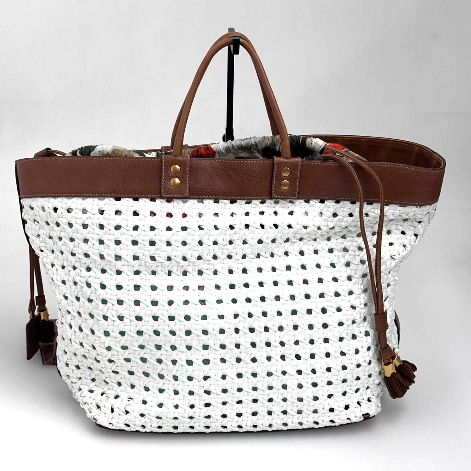 Dolce & Gabbana Borsa Shopper in paglia intrecciata e pelle marrone