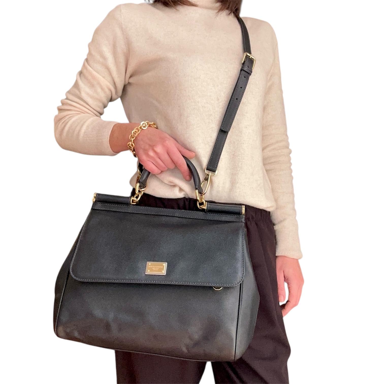 Dolce & Gabbana Borsa Sicily 32 cm in pelle nera