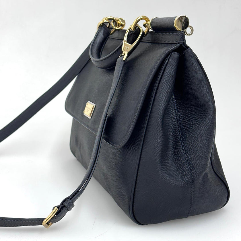 Dolce & Gabbana Borsa Sicily 32 cm in pelle nera