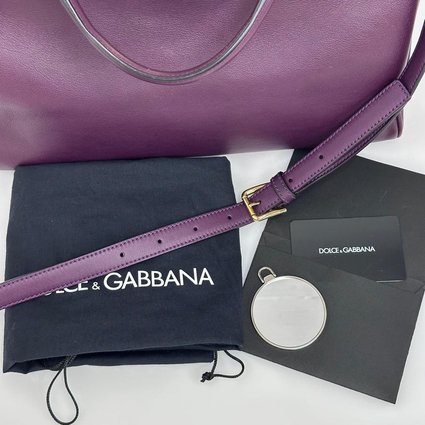 Dolce & Gabbana Borsa Sicily in Pelle Burgundy