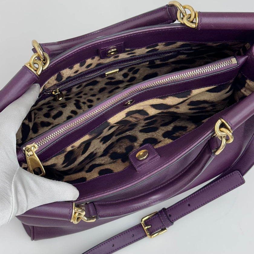 Dolce & Gabbana Borsa Sicily in Pelle Burgundy