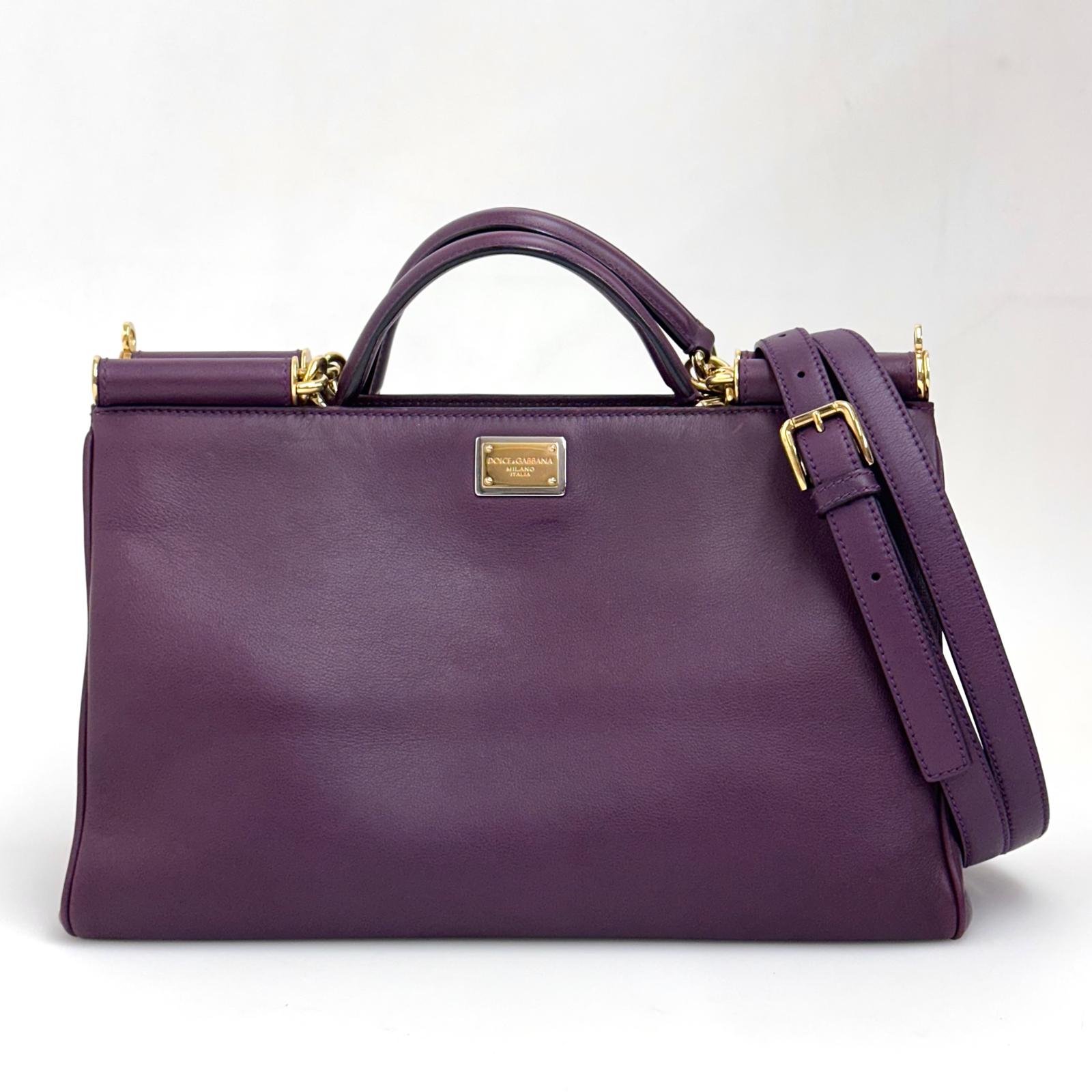 Dolce & Gabbana Borsa Sicily in Pelle Burgundy