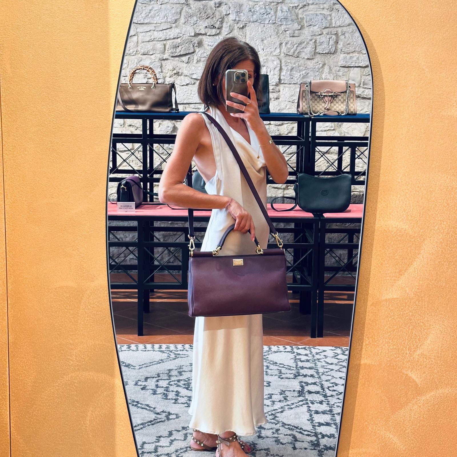 Dolce & Gabbana Borsa Sicily in Pelle Burgundy