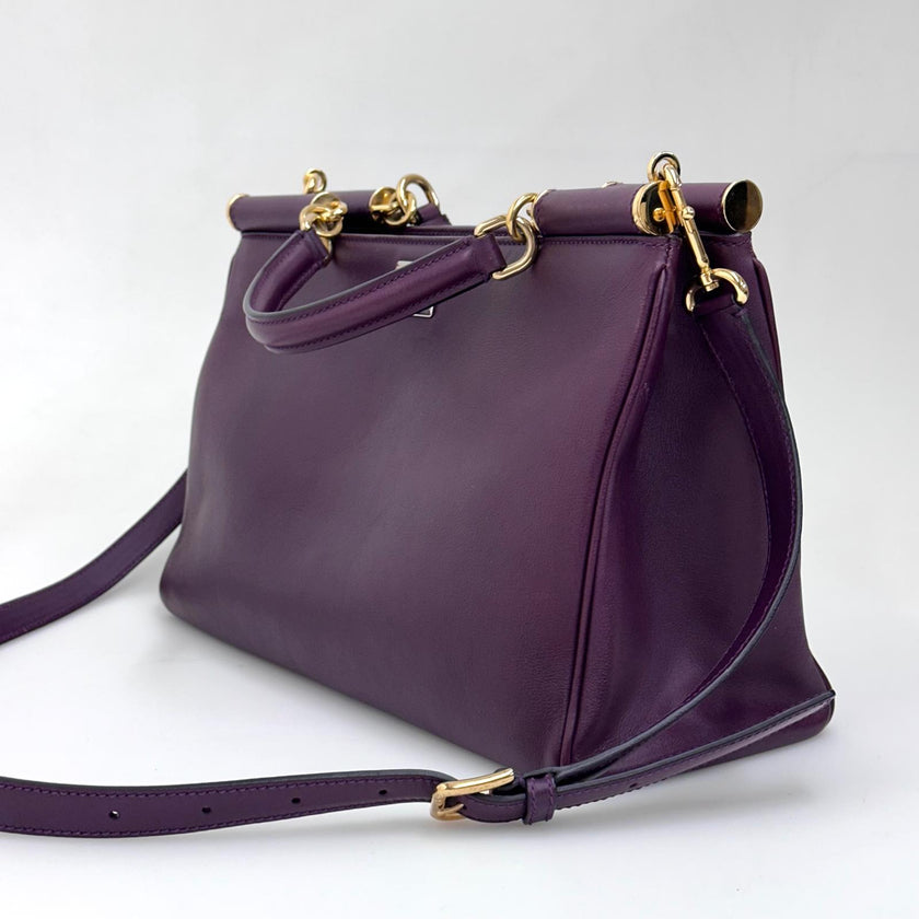 Dolce & Gabbana Borsa Sicily in Pelle Burgundy