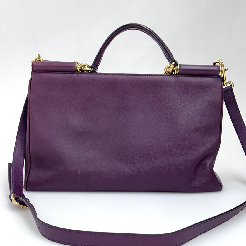 Dolce & Gabbana Borsa Sicily in Pelle Burgundy