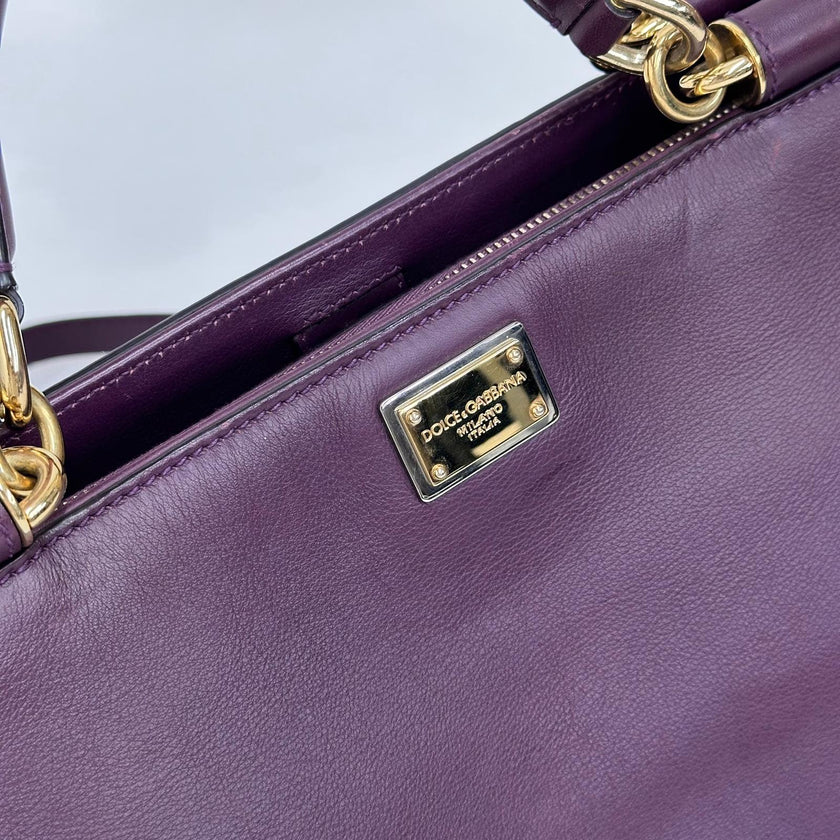 Dolce & Gabbana Borsa Sicily in Pelle Burgundy
