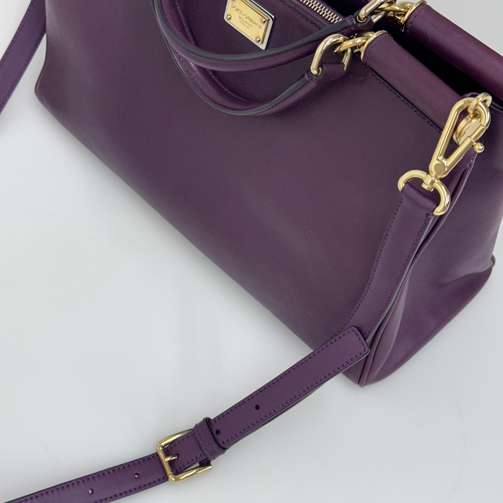 Dolce & Gabbana Borsa Sicily in Pelle Burgundy