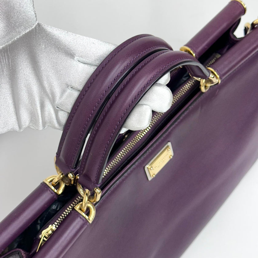 Dolce & Gabbana Borsa Sicily in Pelle Burgundy