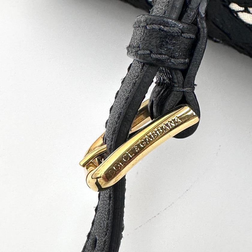 Dolce & Gabbana Borsa Sicily in pizzo nero su lino con tracolla