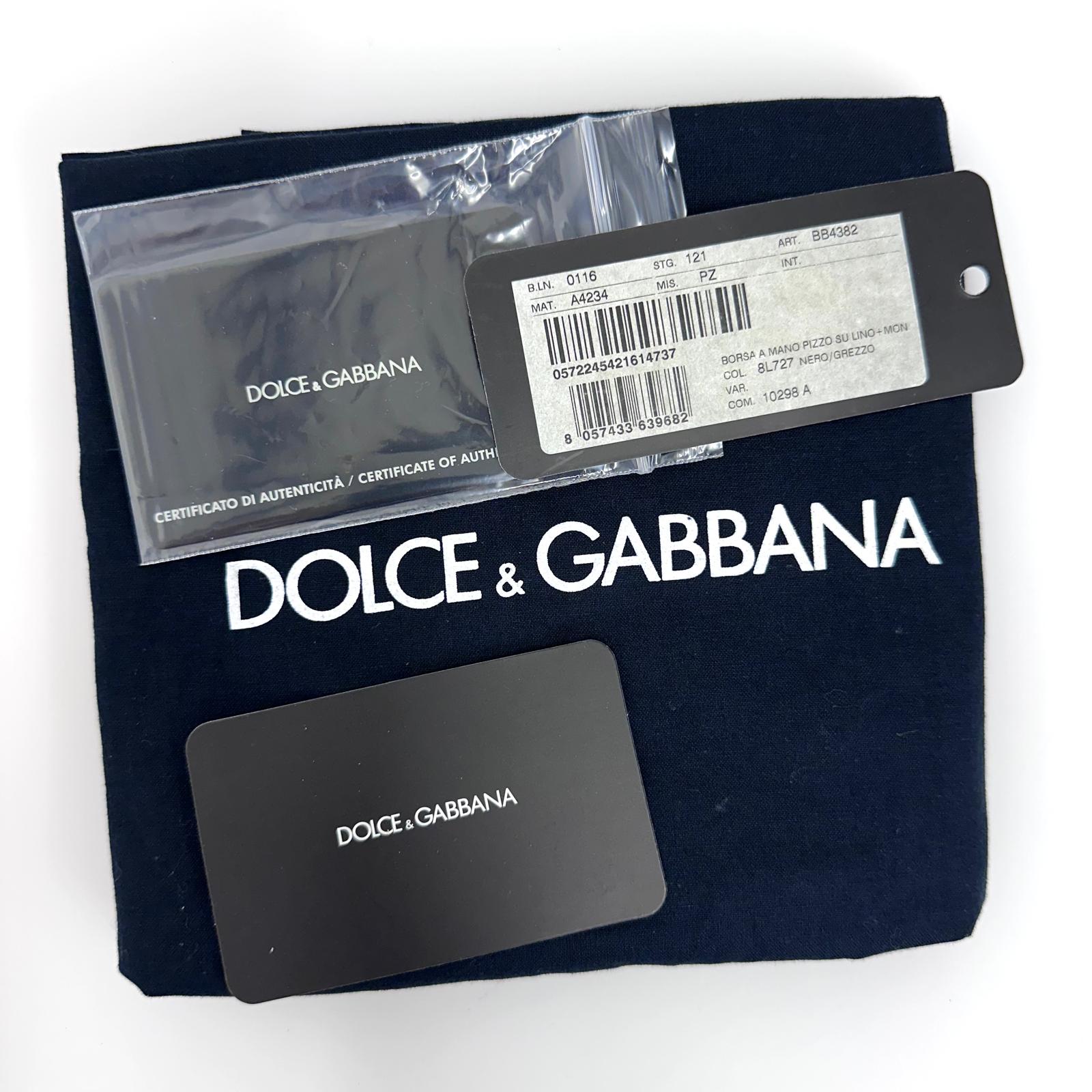 Dolce & Gabbana Borsa Sicily in pizzo nero su lino con tracolla