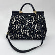Dolce & Gabbana Borsa Sicily in pizzo nero su lino con tracolla