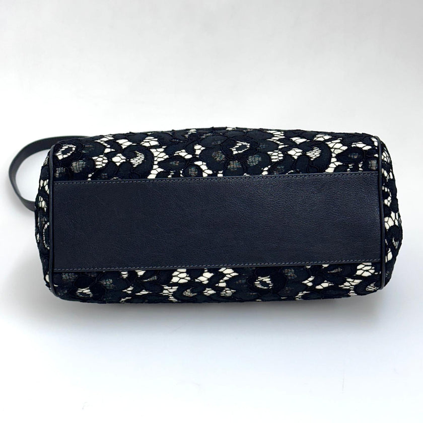 Dolce & Gabbana Borsa Sicily in pizzo nero su lino con tracolla