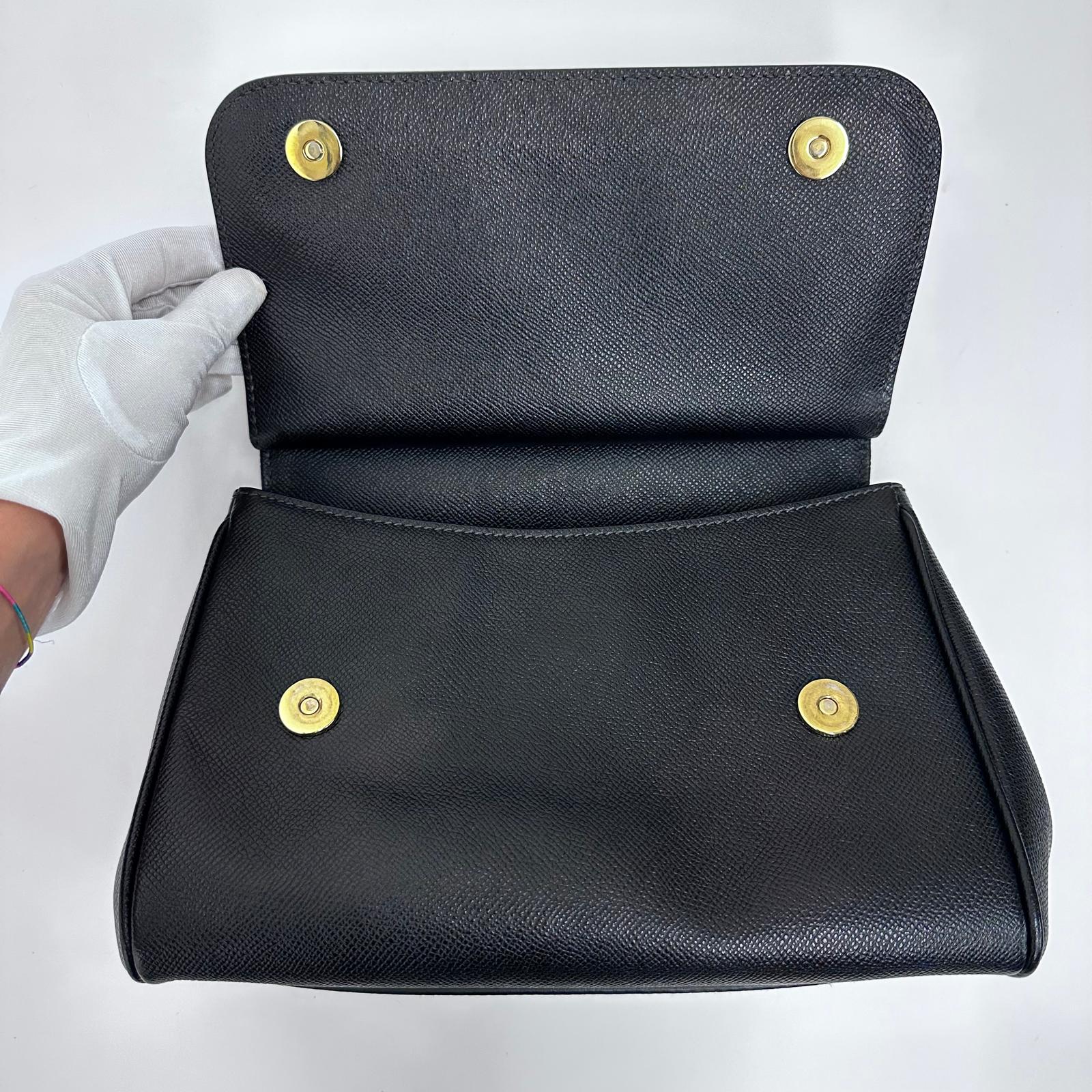 Dolce & Gabbana Borsa a Tracolla Sicily in pelle nera con dettagli dorati
