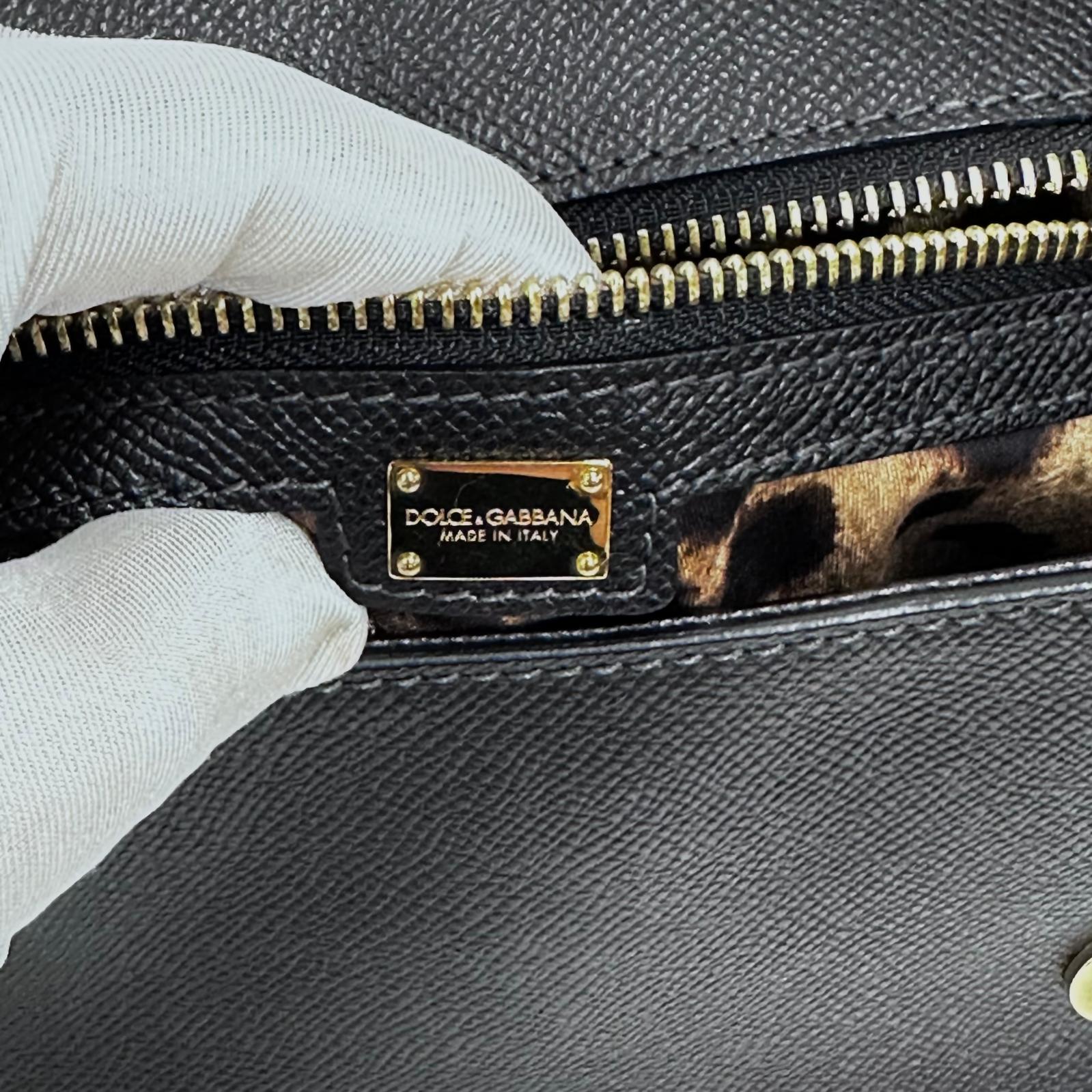 Dolce & Gabbana Borsa a Tracolla Sicily in pelle nera con dettagli dorati
