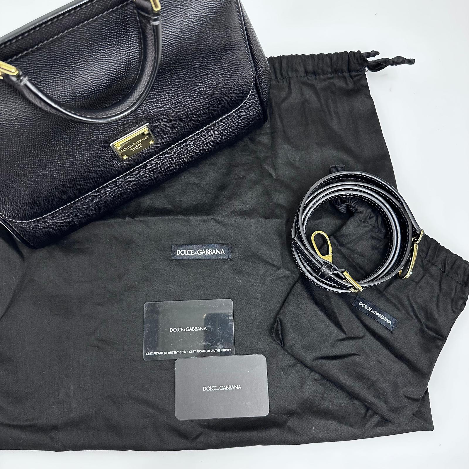 Dolce & Gabbana Borsa a Tracolla Sicily in pelle nera con dettagli dorati