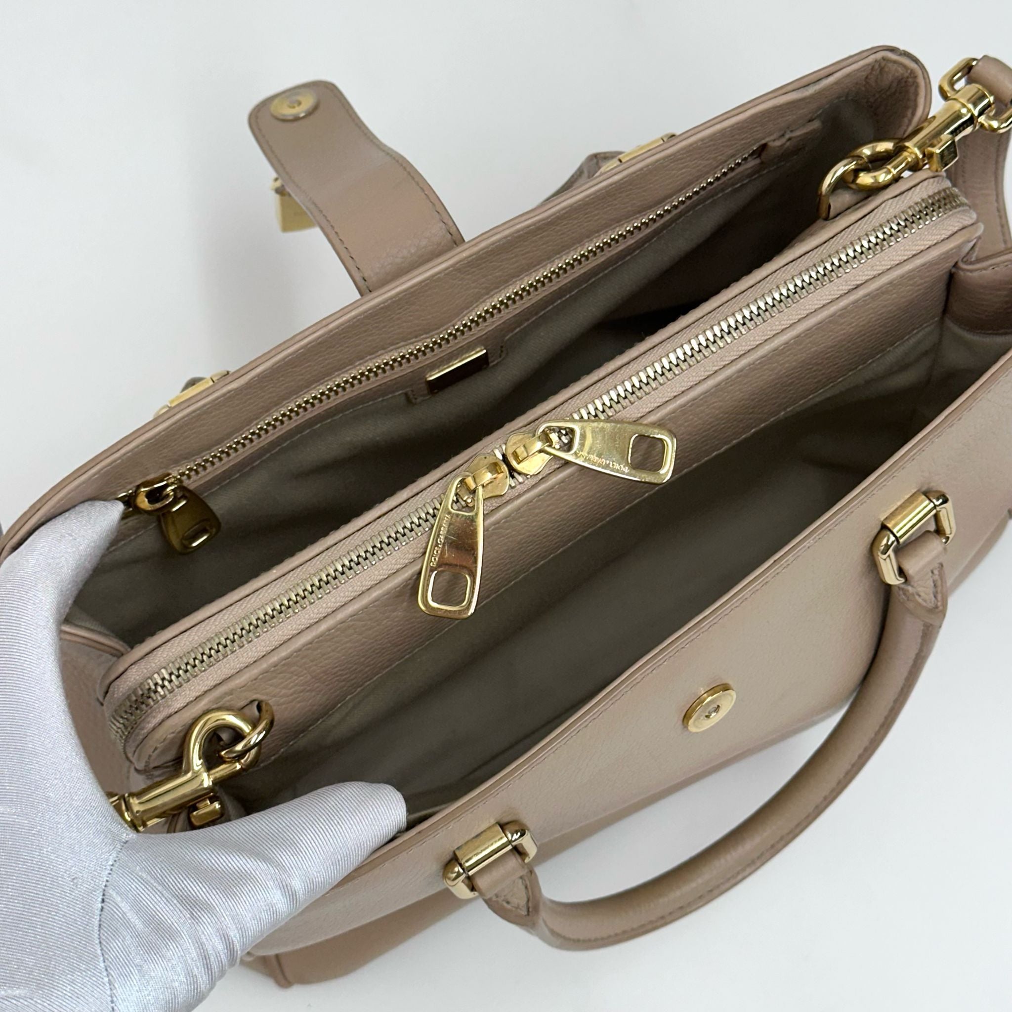 Dolce & Gabbana Borsa a mano e tracolla in pelle cipria