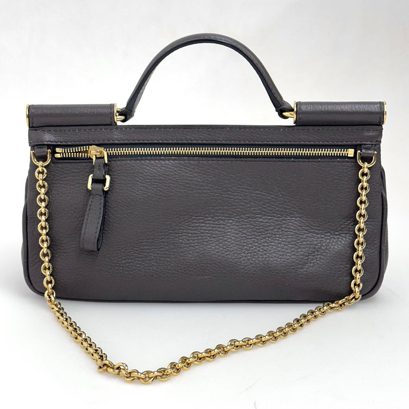 Dolce & Gabbana Sicily Borsa Baguette in pelle martellata visone con catena oro