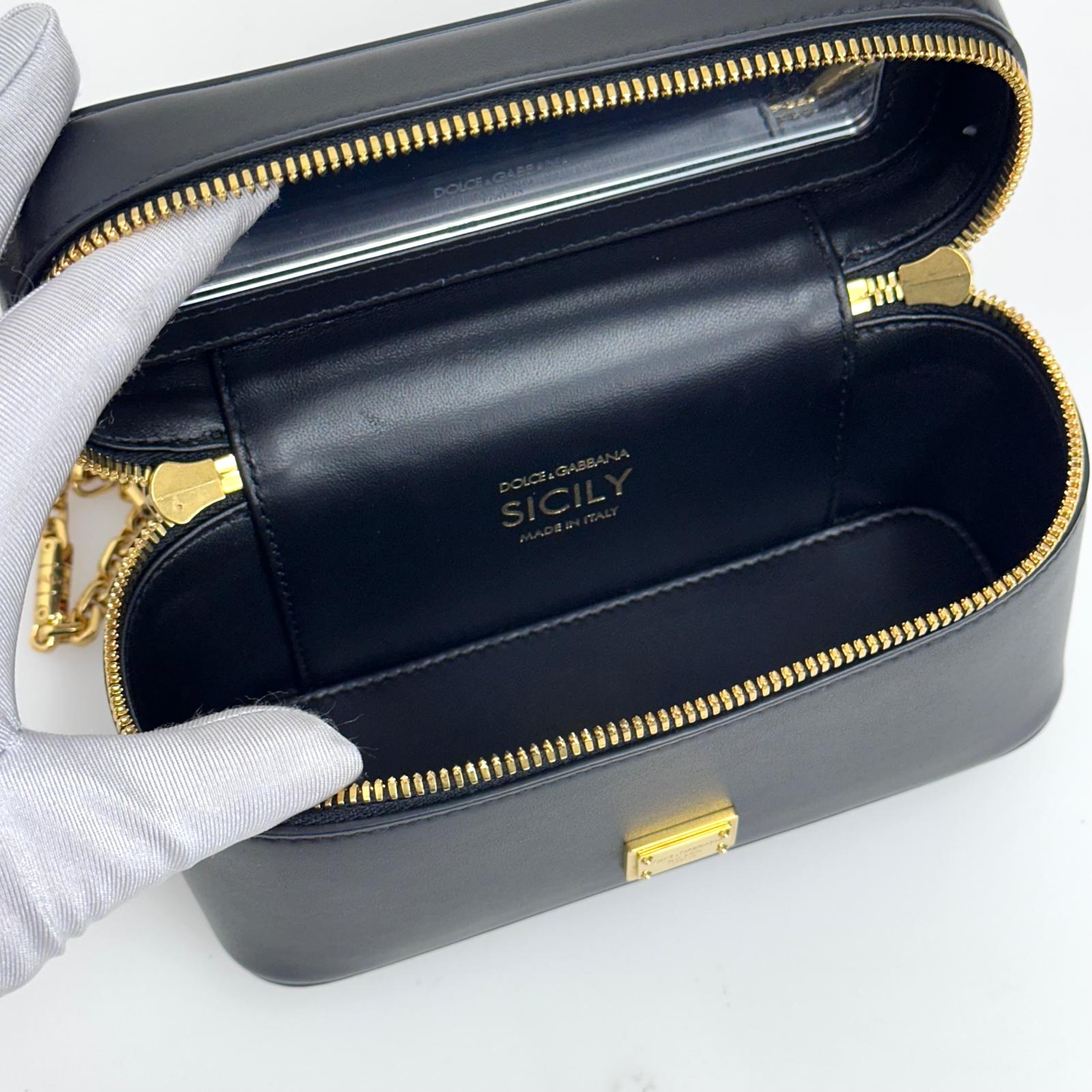 Dolce & Gabbana borsa a tracolla Sicily in pelle nera con catena