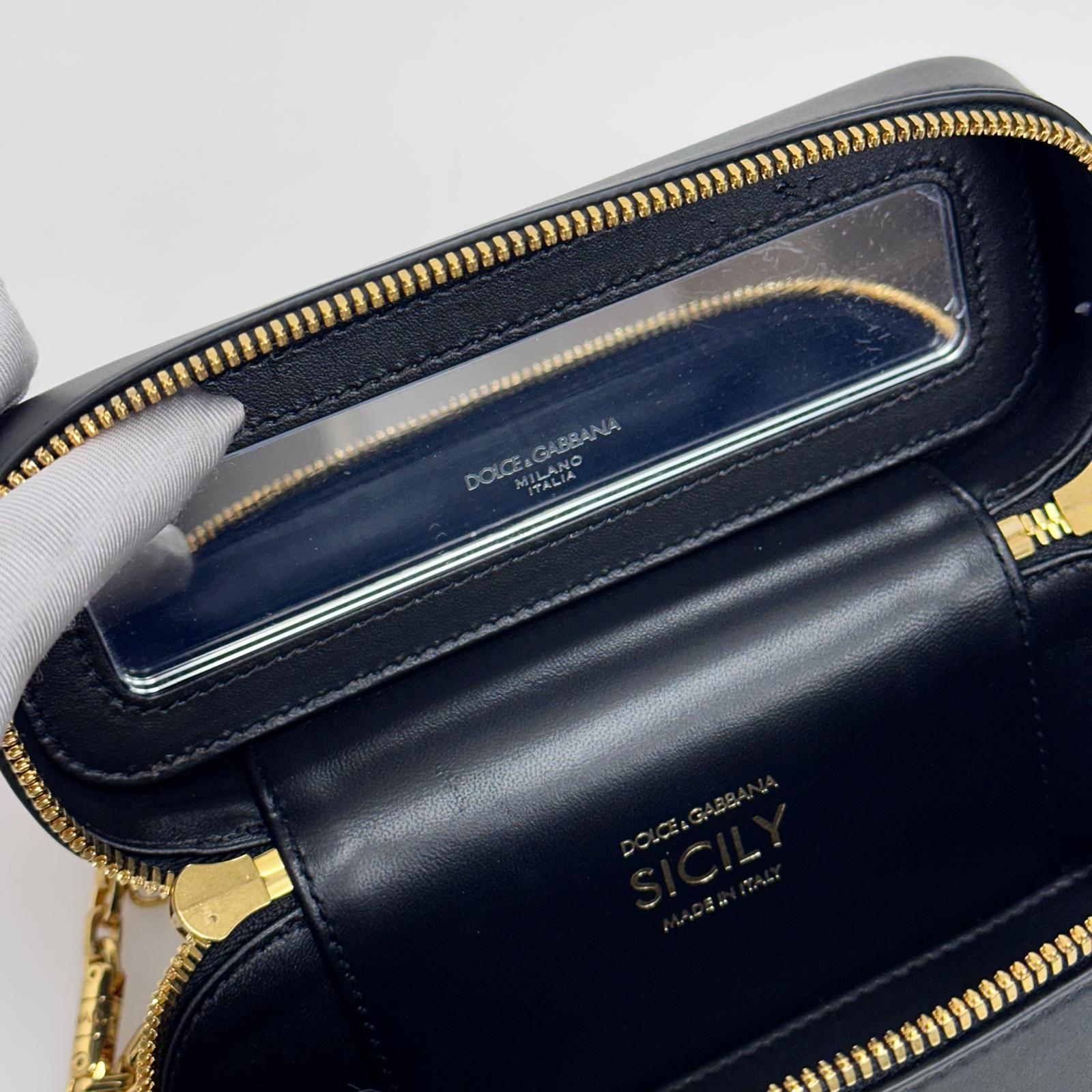 Dolce & Gabbana borsa a tracolla Sicily in pelle nera con catena