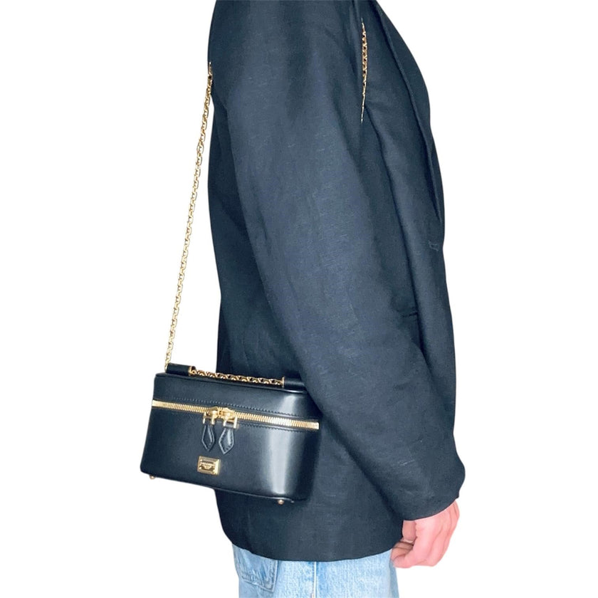 Dolce & Gabbana borsa a tracolla Sicily in pelle nera con catena