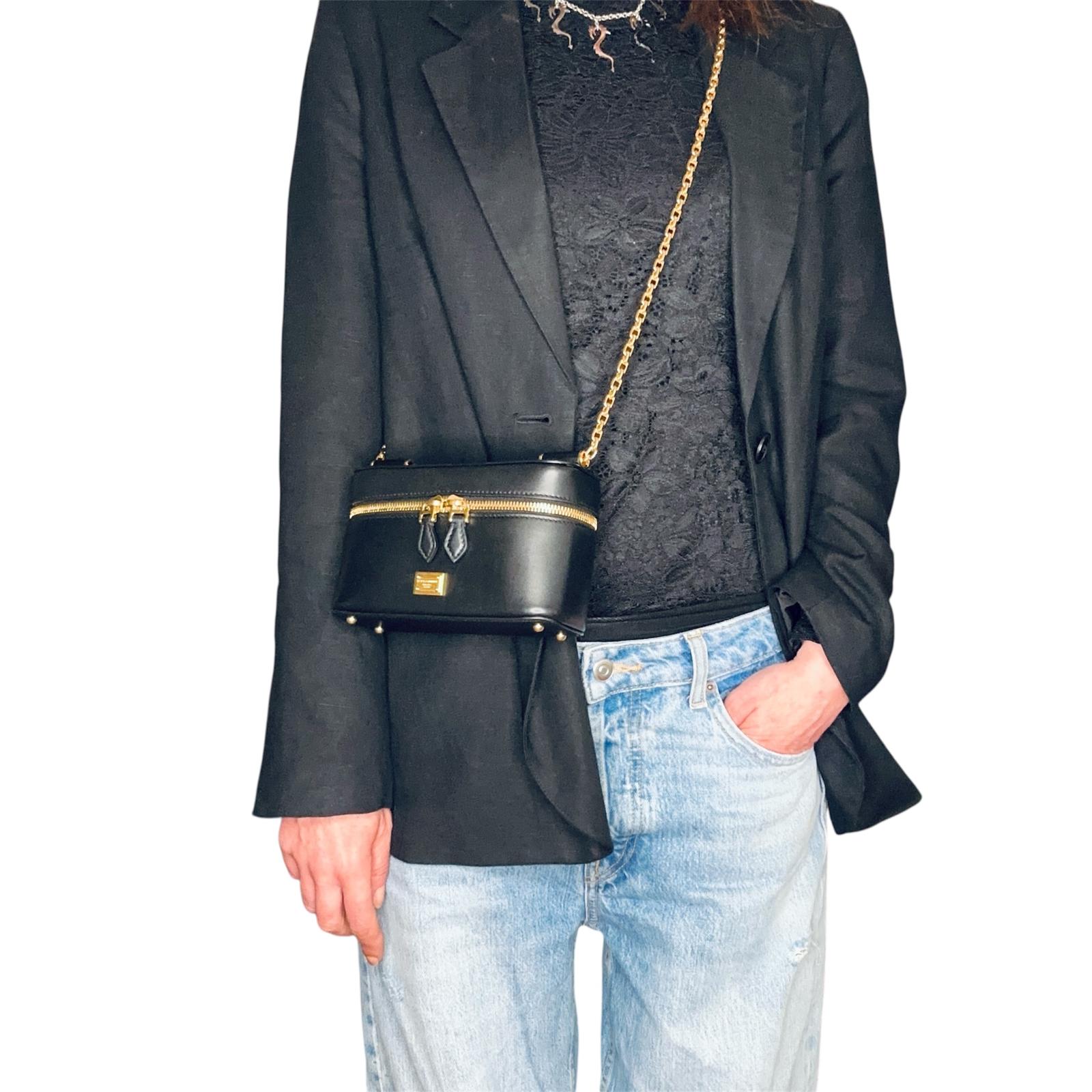 Dolce & Gabbana borsa a tracolla Sicily in pelle nera con catena