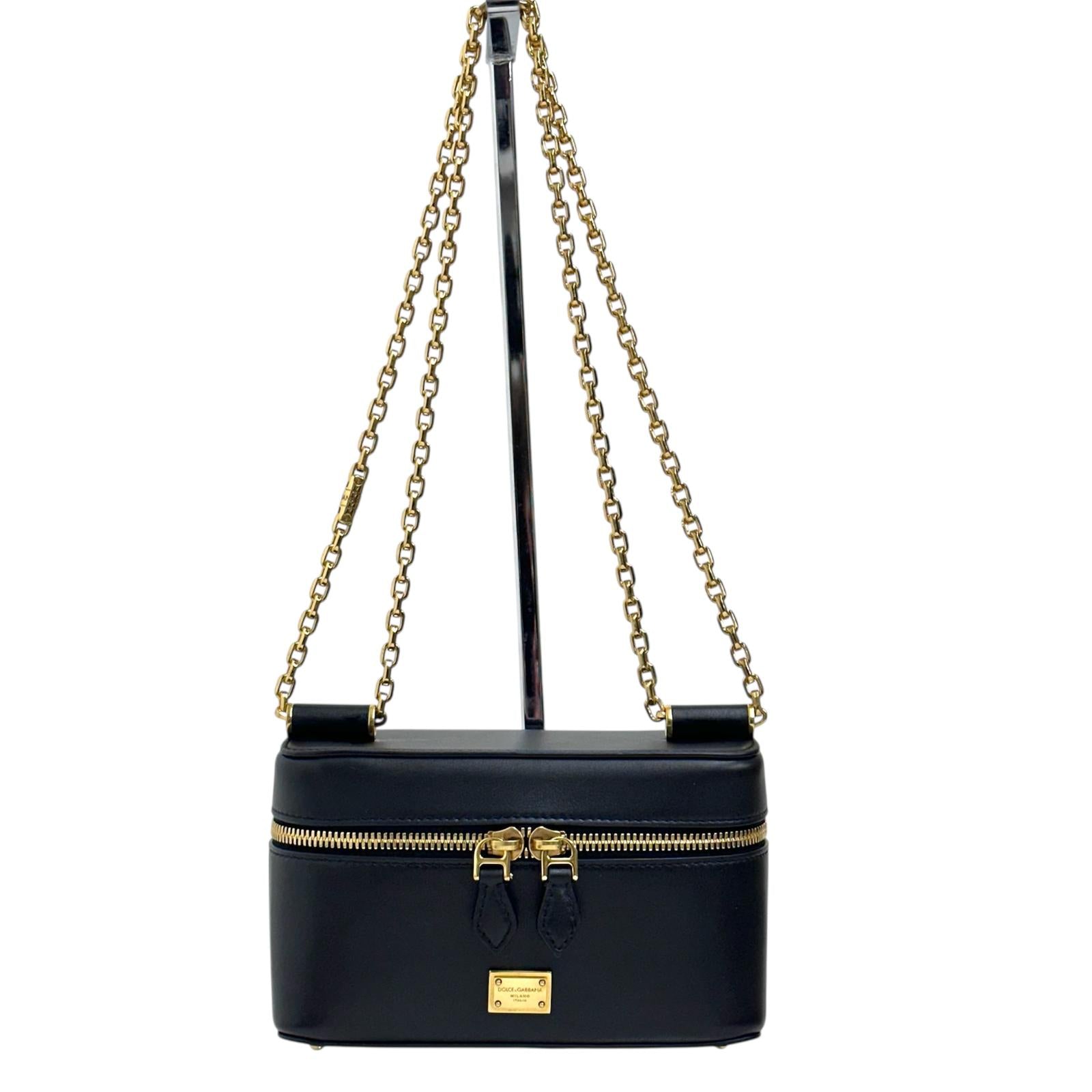 Dolce & Gabbana borsa a tracolla Sicily in pelle nera con catena
