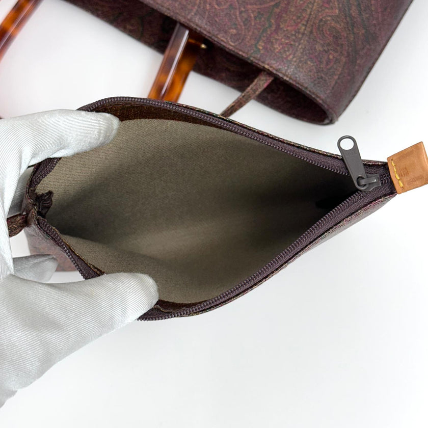Etro Borsa a mano Paisley con manici tartaruga