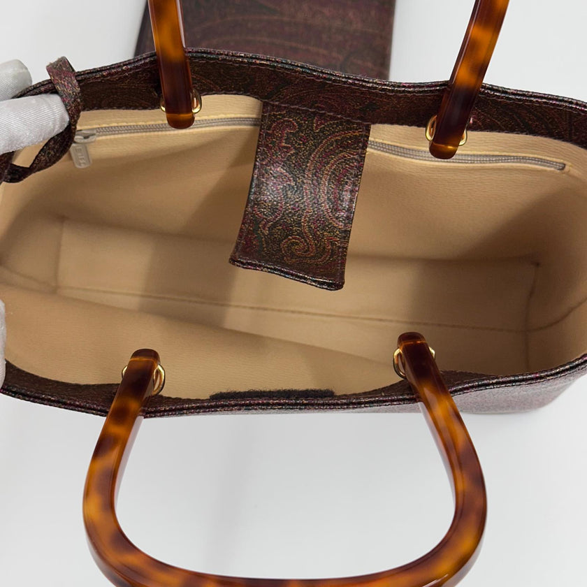 Etro Borsa a mano Paisley con manici tartaruga