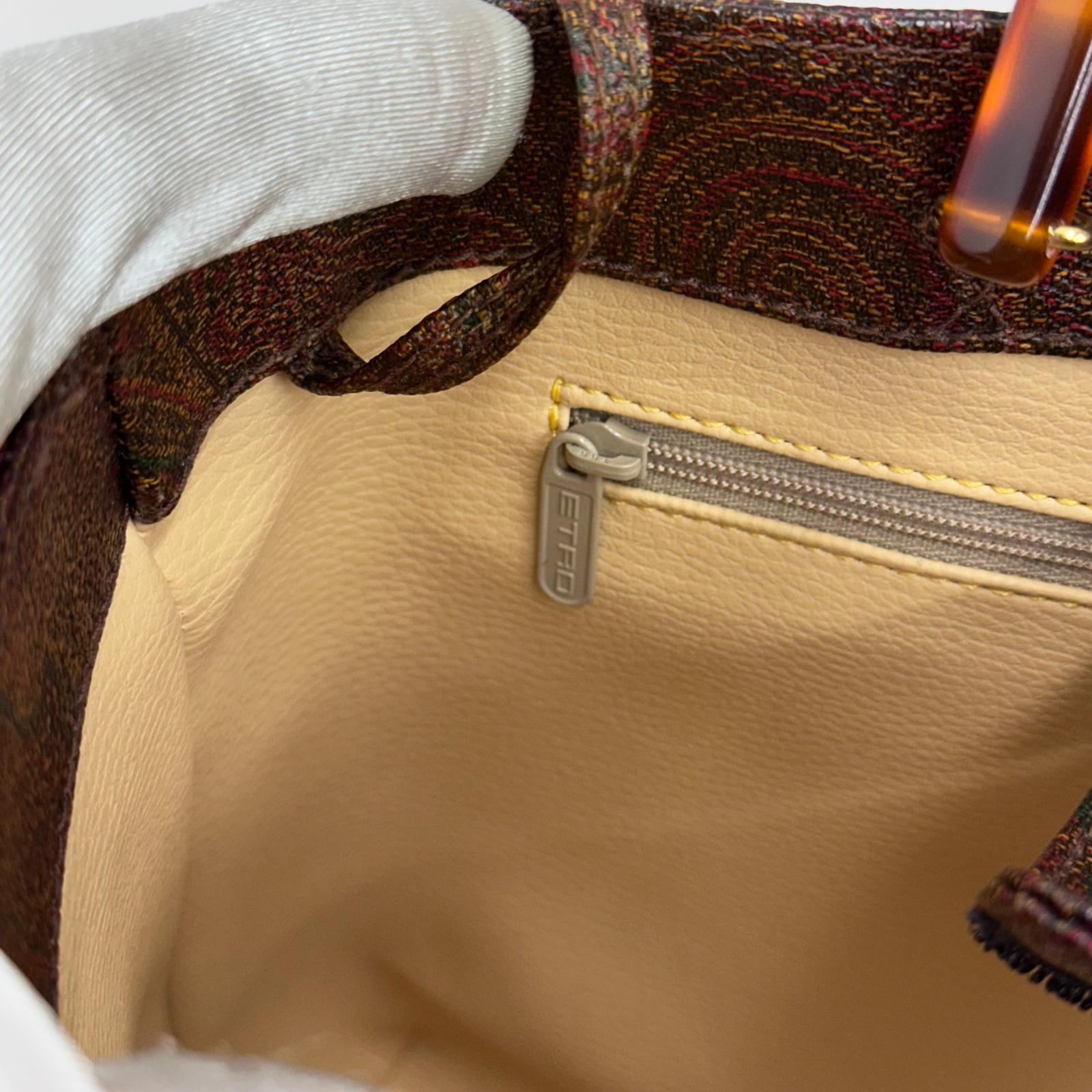 Etro Borsa a mano Paisley con manici tartaruga