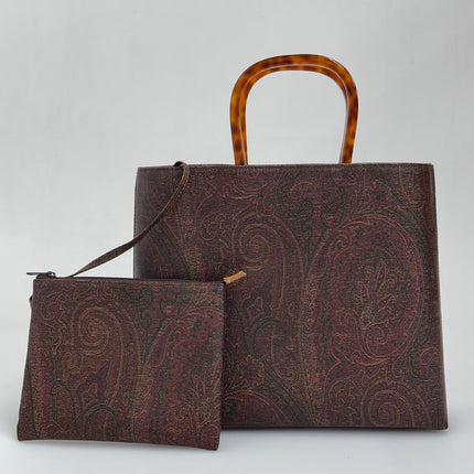 Etro Borsa a mano Paisley con manici tartaruga