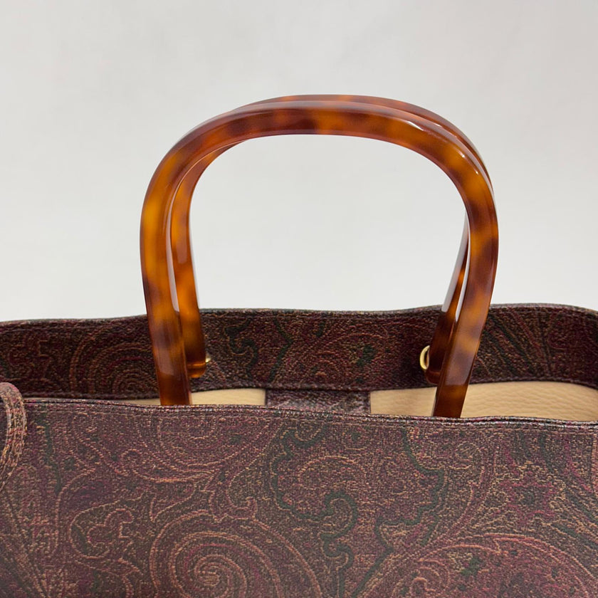 Etro Borsa a mano Paisley con manici tartaruga