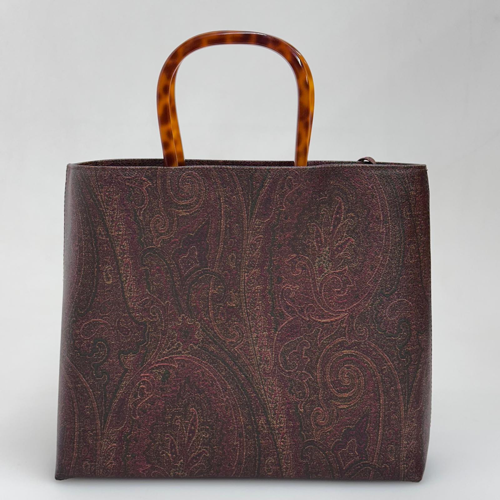 Etro Borsa a mano Paisley con manici tartaruga