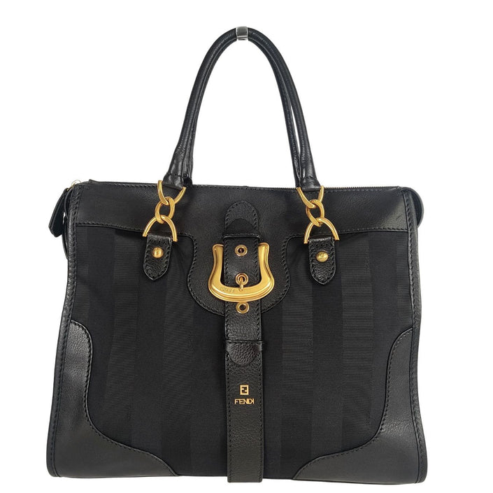 Fendi borsa a mano in tela Pacan e pelle nera