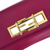 Fendi Baguette in pelle rosso amarena con chiusura FF in madreperla e metallo dorato
