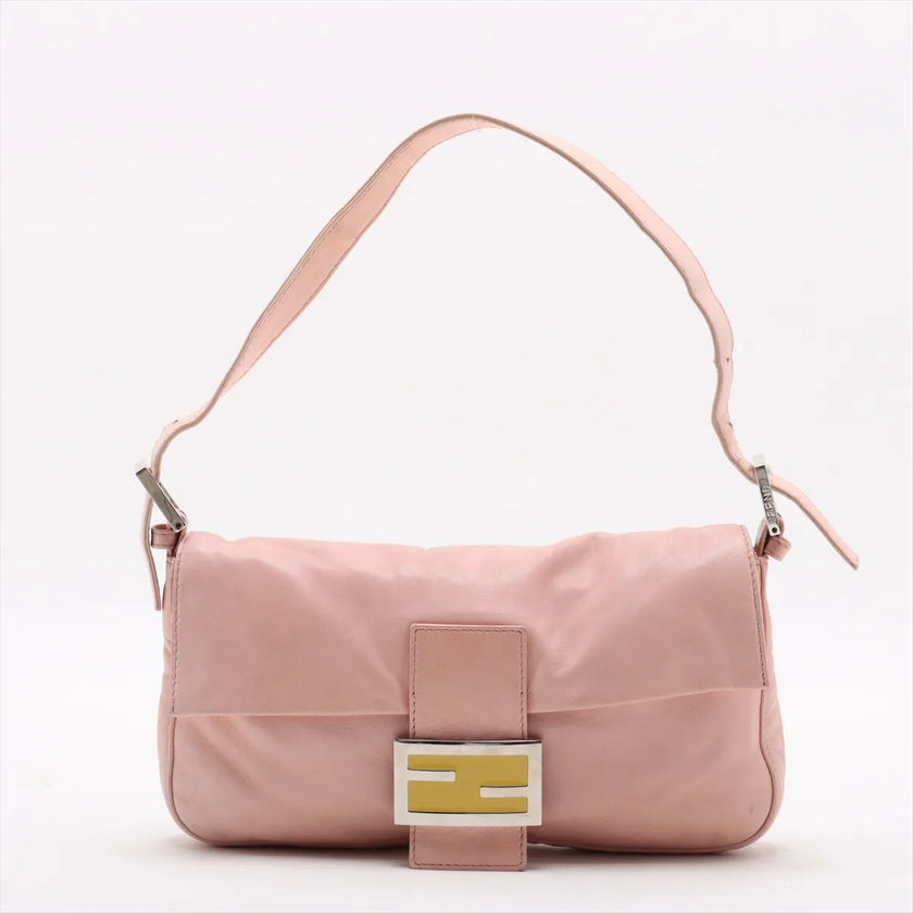 Fendi Borsa Baguette a spalla in pelle rosa cipria