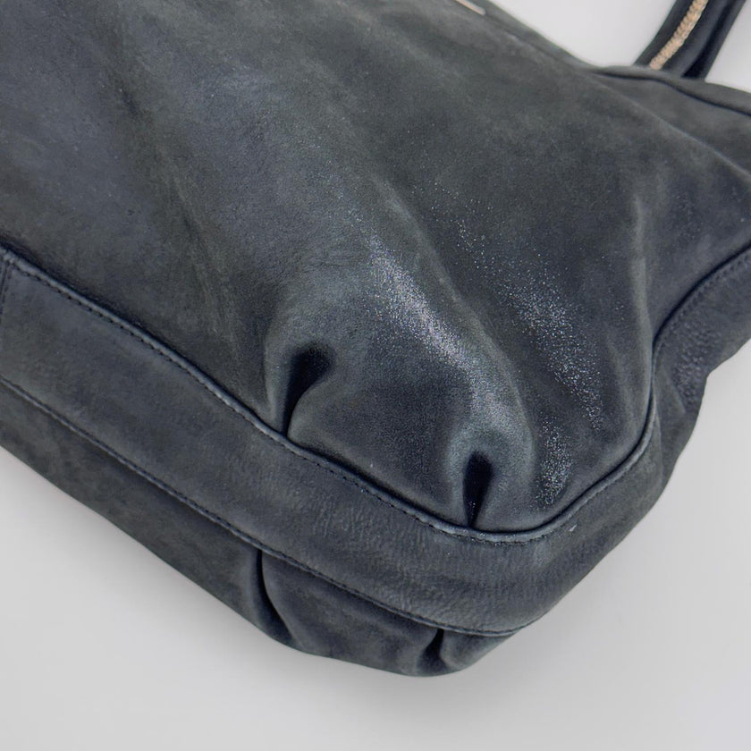 Fendi Borsa Mia Vintage in Nubuck Nero con finiture argento