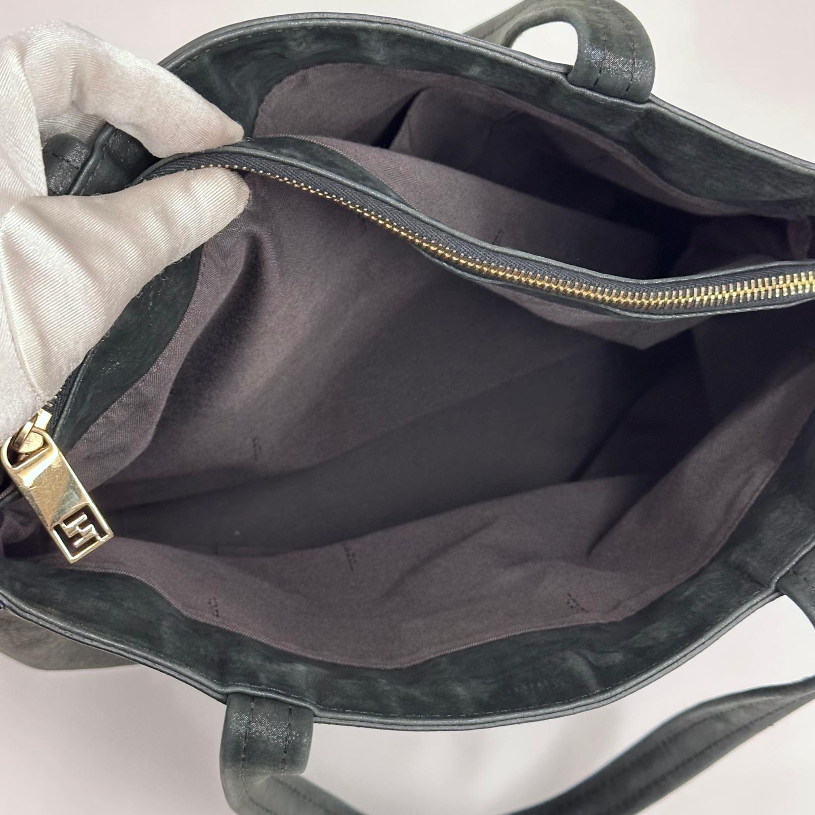 Fendi Borsa Mia Vintage in Nubuck Nero con finiture argento