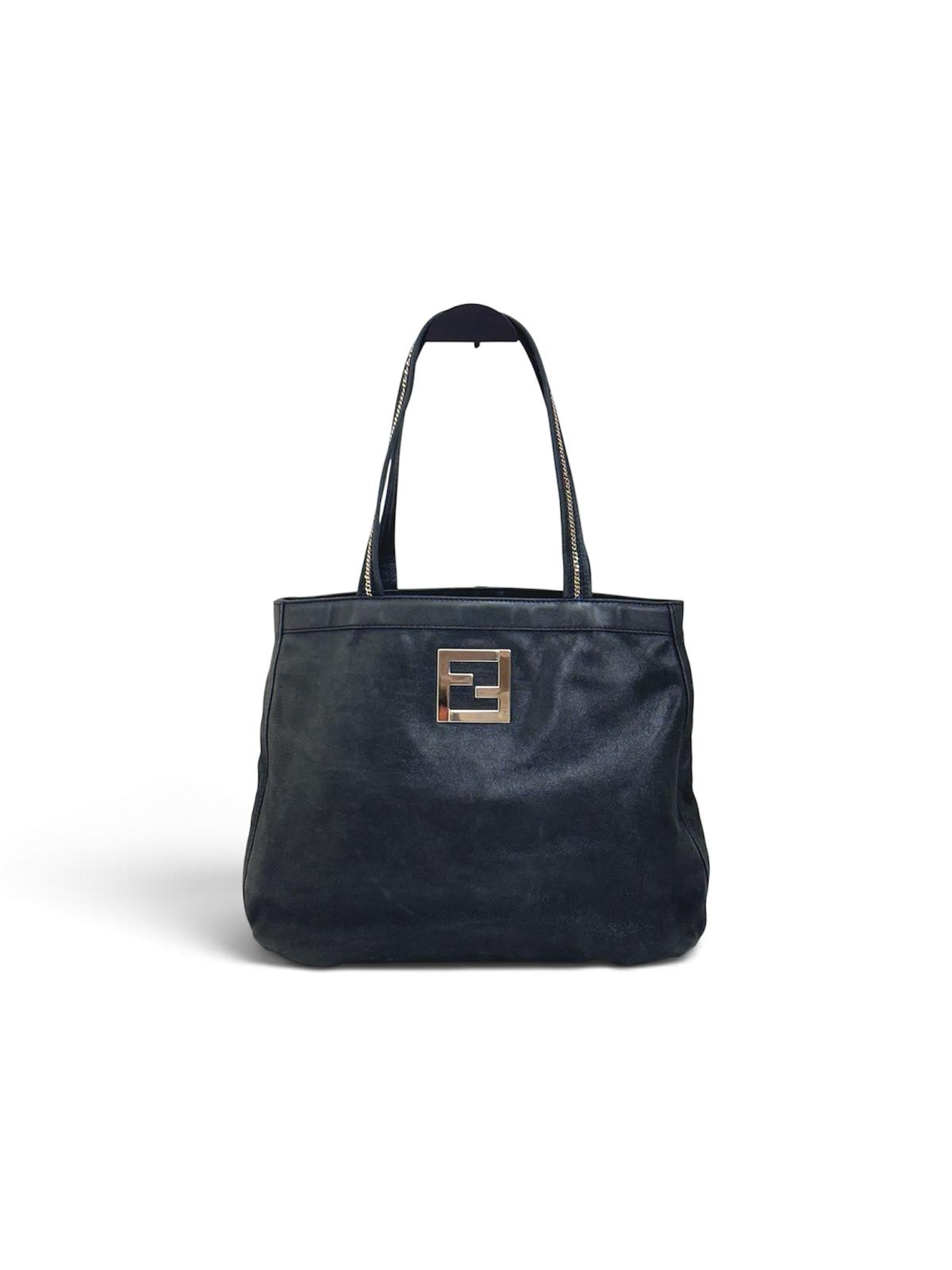 Fendi Borsa Mia Vintage in Nubuck Nero con finiture argento