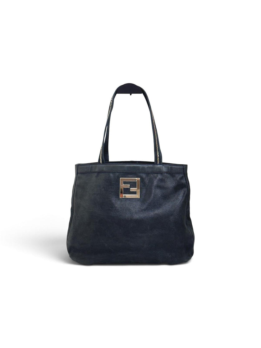 Fendi Borsa Mia Vintage in Nubuck Nero con finiture argento