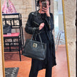 Fendi Borsa Mia Vintage in Nubuck Nero con finiture argento