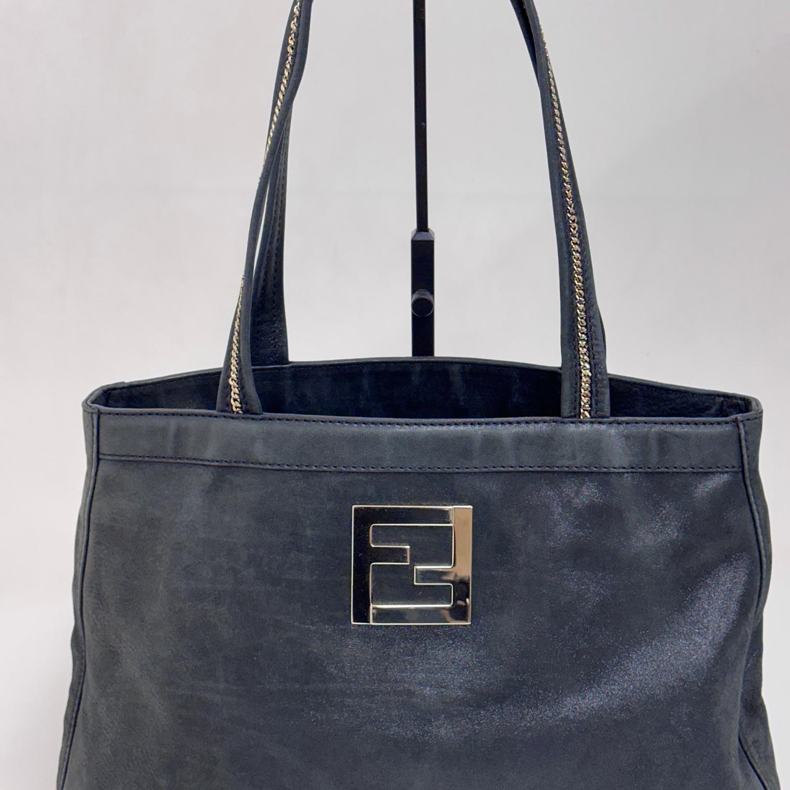Fendi Borsa Mia Vintage in Nubuck Nero con finiture argento