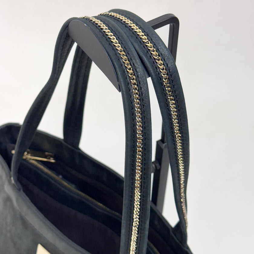 Fendi Borsa Mia Vintage in Nubuck Nero con finiture argento