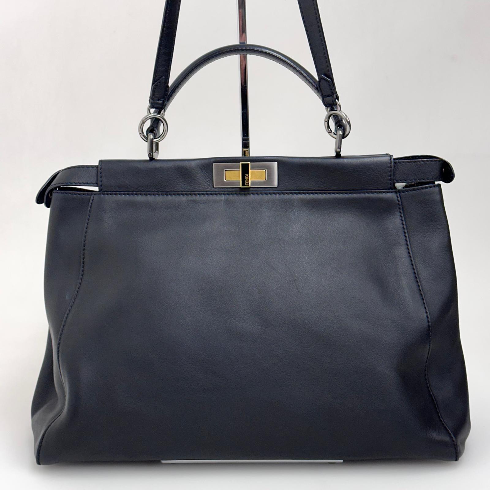 Fendi Borsa Peekaboo Large Pelle Nera e interno zucca
