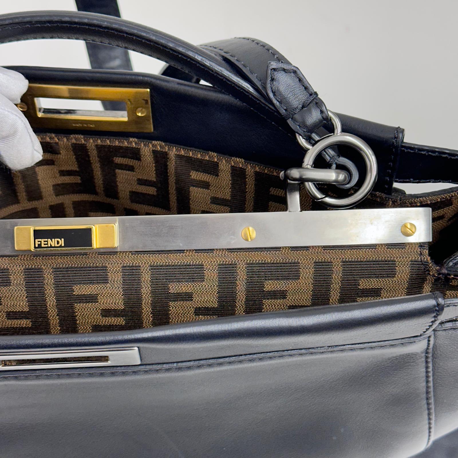 Fendi Borsa Peekaboo Large Pelle Nera e interno zucca